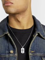 Cross Necklace for Men Stainless Steel Dog Tag Bible Verse Black Pendant Chain Christmas Jewelry Gifts for Son - Image 2