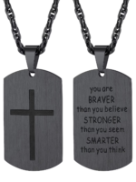 Cross Necklace for Men Stainless Steel Dog Tag Bible Verse Black Pendant Chain Christmas Jewelry Gifts for Son - Image 13