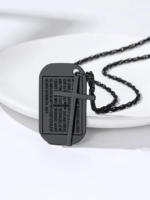 Cross Necklace for Men Stainless Steel Dog Tag Bible Verse Black Pendant Chain Christmas Jewelry Gifts for Son - Image 4