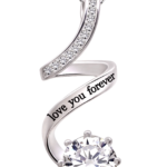 Jewelry Sterling Silver "Love You Forever" Cubic Zirconia Pendant Necklace