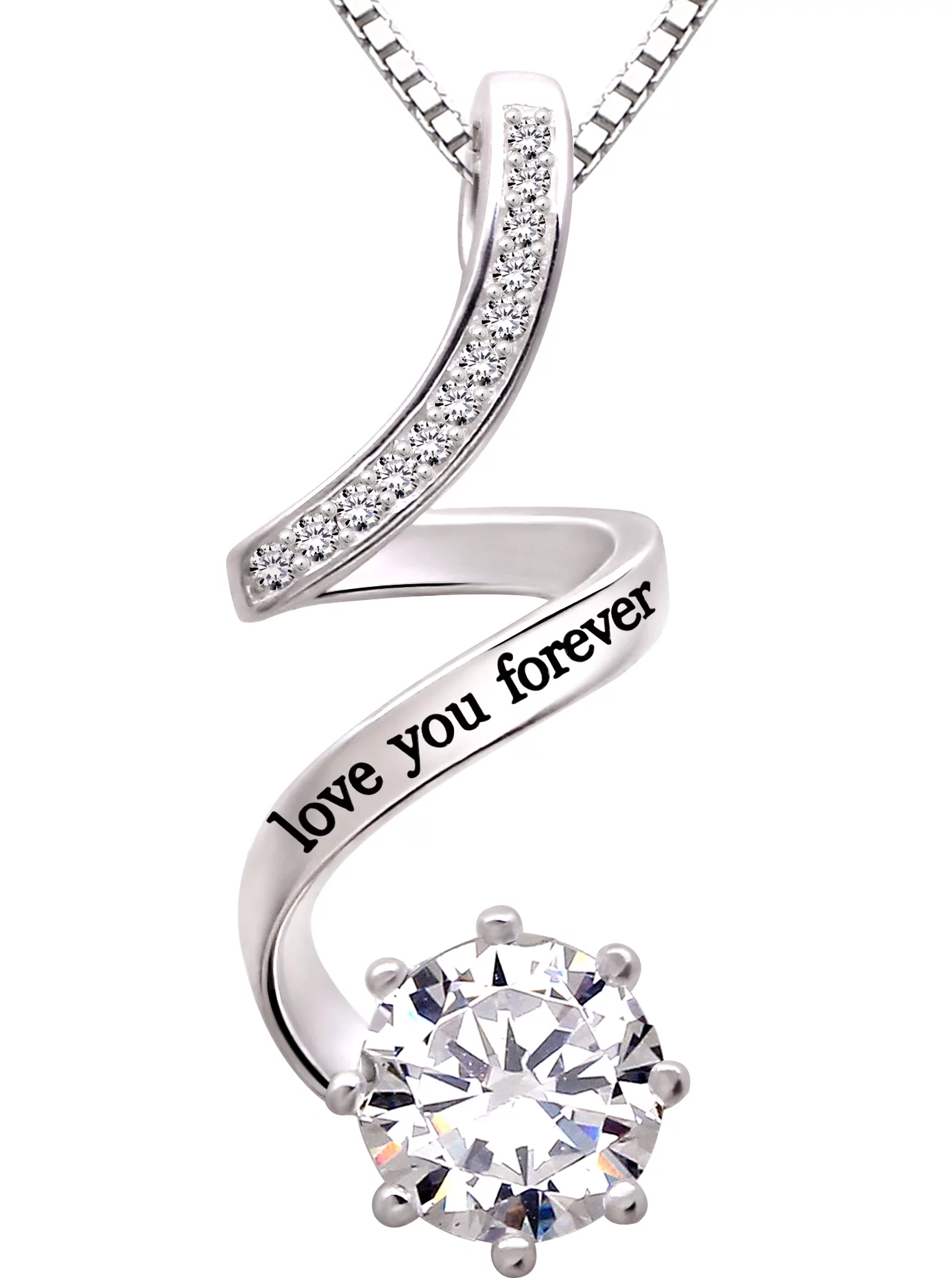 26437b9f0ca321cd9d6482d88b32475a-2.png Jewelry Sterling Silver "Love You Forever" Cubic Zirconia Pendant Necklace - Image 1
