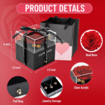 Eternal Rose with Necklace Earrings Set Birthday Gifts for Women Mom Preserved Real Flowers Mothers Day Valentines Day Gifts Anniversary Jewelry Sets for Women Grandma Wife Girlfriend Her (Red) - Image 2