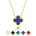 Green Flower Pendant Necklace in Yellow Gold Plated - Image 10