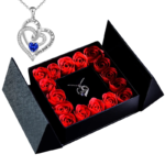 Eternal Flower Jewelry Box W Blue Crystal Heart Necklace Pendant Soap Rose Gift Box Wedding Jewelry Gift for Women Girfriend Mom - Image 10