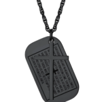 Cross Necklace for Men Stainless Steel Dog Tag Bible Verse Black Pendant Chain Christmas Jewelry Gifts for Son