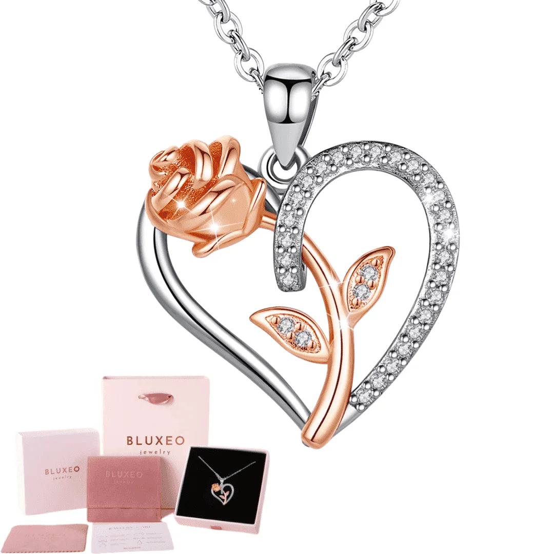 3b3827772dcdb2af8692b22d673097e6-4.png Sterling Silver Necklace for Women Mom Gift for Wife from Husband Valentines Day Girlfriend Rose Heart Necklace for Girlfriend Birthday Gifts Mother Daughter Pendant - Image 1