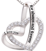 Jewelry Sterling Silver "I Love You for Always and Forever" Love Heart Cubic Zirconia Necklace - Image 2