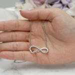 Infinity Love Pendant Necklace - Meaningful Jewelry for Her - Anniversary Gift in 18K White Gold Plated - Image 5
