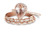1.75 Carat Pear Cut Lab Created Morganite Art Deco Trio Bridal Set in 18K Rose Gold over Silver - Image 9