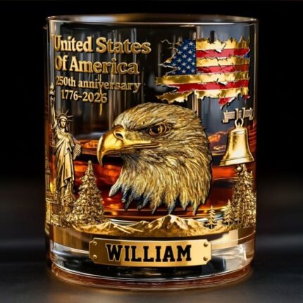 250th Anniversary - Personalized Bald Eagle Whiskey Glass