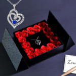 Eternal Flower Jewelry Box W Blue Crystal Heart Necklace Pendant Soap Rose Gift Box Wedding Jewelry Gift for Women Girfriend Mom - Image 4