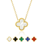 Green Flower Pendant Necklace in Yellow Gold Plated - Image 9