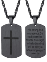 Cross Necklace for Men Stainless Steel Dog Tag Bible Verse Black Pendant Chain Christmas Jewelry Gifts for Son - Image 14