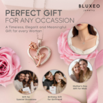 Sterling Silver Necklace for Women Mom Gift for Wife from Husband Valentines Day Girlfriend Rose Heart Necklace for Girlfriend Birthday Gifts Mother Daughter Pendant - Image 2