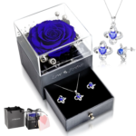 Eternal Rose with Necklace Earrings Set Birthday Gifts for Women Mom Preserved Real Flowers Mothers Day Valentines Day Gifts Anniversary Jewelry Sets for Women Grandma Wife Girlfriend Her (Red) - Image 12