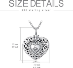 925 Sterling Silver Heart Urn Necklaces Engraved Pawprint Forever in My Heart Cremation Keepsake Necklace for Ashes Pet Ashes Jewelry Gift for Women - Image 6
