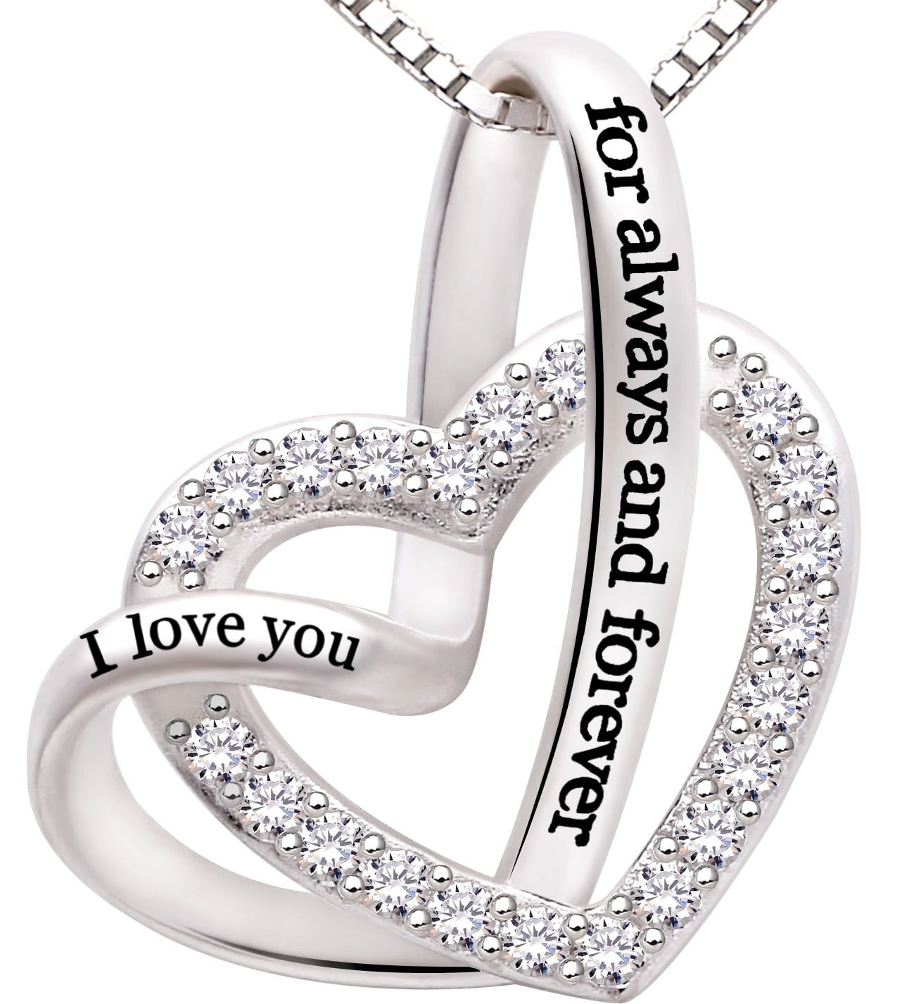 ALOV-Jewelry-Sterling-Silver-I-love-you-for-always-and-forever-Love-Heart-Cubic-Zirconia-Necklace_59474fda-5e03-48f7-8a15-35d61cd66825.d11597d6506584ed187b38559a450a6e-2.jpeg Jewelry Sterling Silver "I Love You for Always and Forever" Love Heart Cubic Zirconia Necklace - Image 1