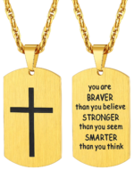 Cross Necklace for Men Stainless Steel Dog Tag Bible Verse Black Pendant Chain Christmas Jewelry Gifts for Son - Image 7