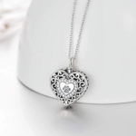 925 Sterling Silver Heart Urn Necklaces Engraved Pawprint Forever in My Heart Cremation Keepsake Necklace for Ashes Pet Ashes Jewelry Gift for Women - Image 3