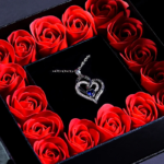 Eternal Flower Jewelry Box W Blue Crystal Heart Necklace Pendant Soap Rose Gift Box Wedding Jewelry Gift for Women Girfriend Mom - Image 5
