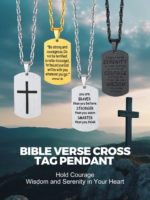 Cross Necklace for Men Stainless Steel Dog Tag Bible Verse Black Pendant Chain Christmas Jewelry Gifts for Son - Image 3