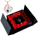 Eternal Flower Jewelry Box W Blue Crystal Heart Necklace Pendant Soap Rose Gift Box Wedding Jewelry Gift for Women Girfriend Mom - Image 8