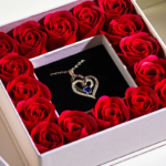 Eternal Flower Jewelry Box W Blue Crystal Heart Necklace Pendant Soap Rose Gift Box Wedding Jewelry Gift for Women Girfriend Mom - Image 3